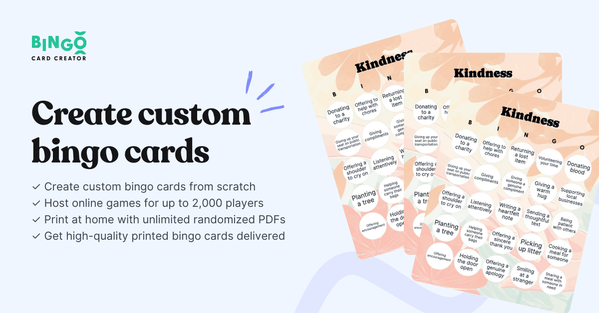 stacked kindness bingo cards