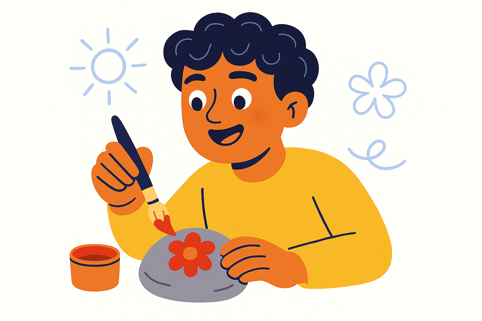 character painting a rock