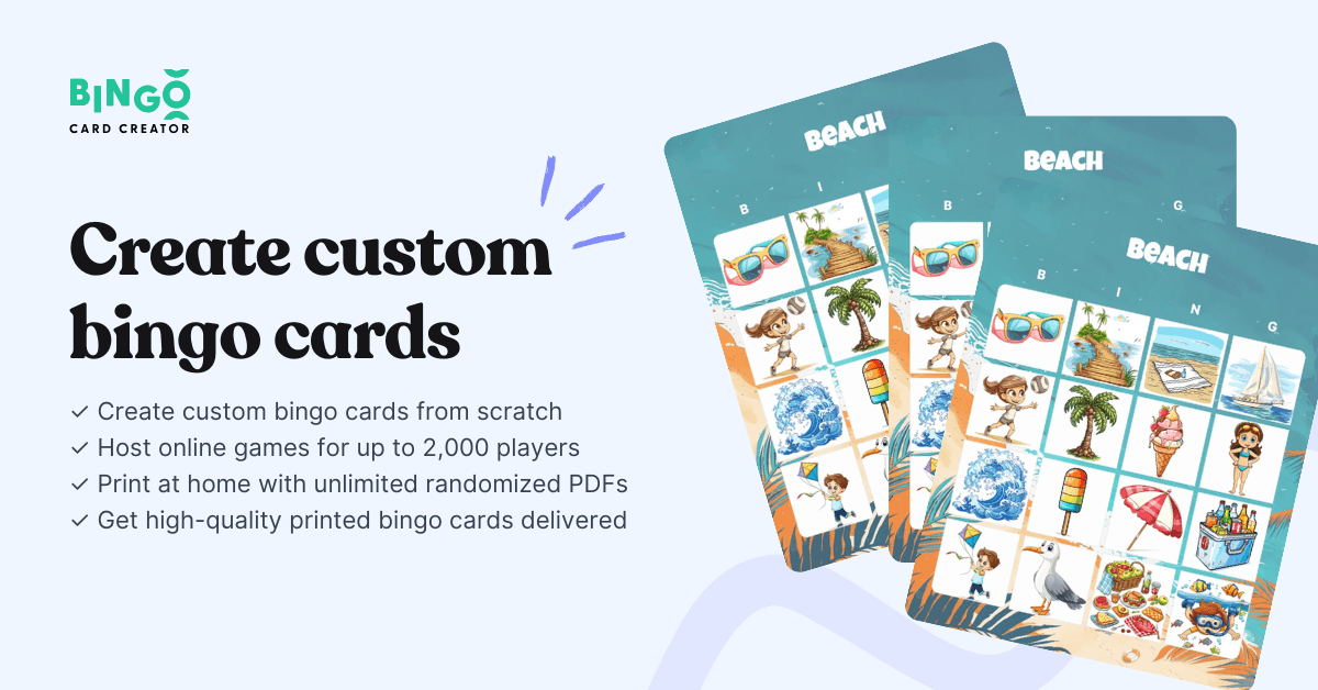 stack of beach bingo cards